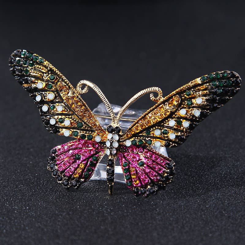 Alloy Rhinestone Butterflay Brooch