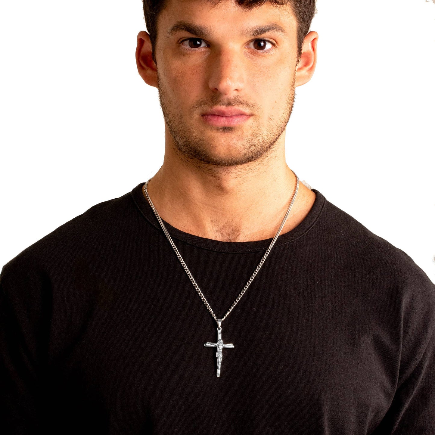 Crucifix Cross Stainless Steel Pendant Necklace