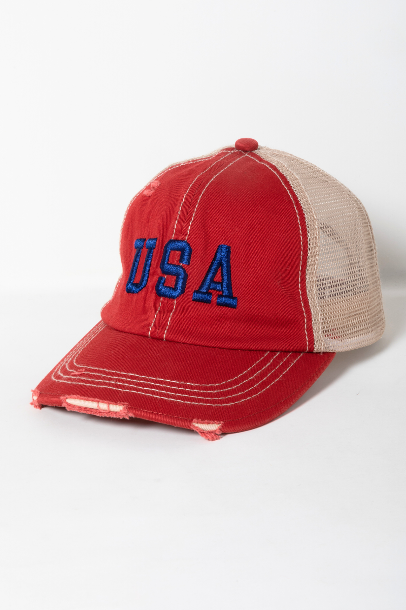 USA Embroidery mesh back Kids Hat