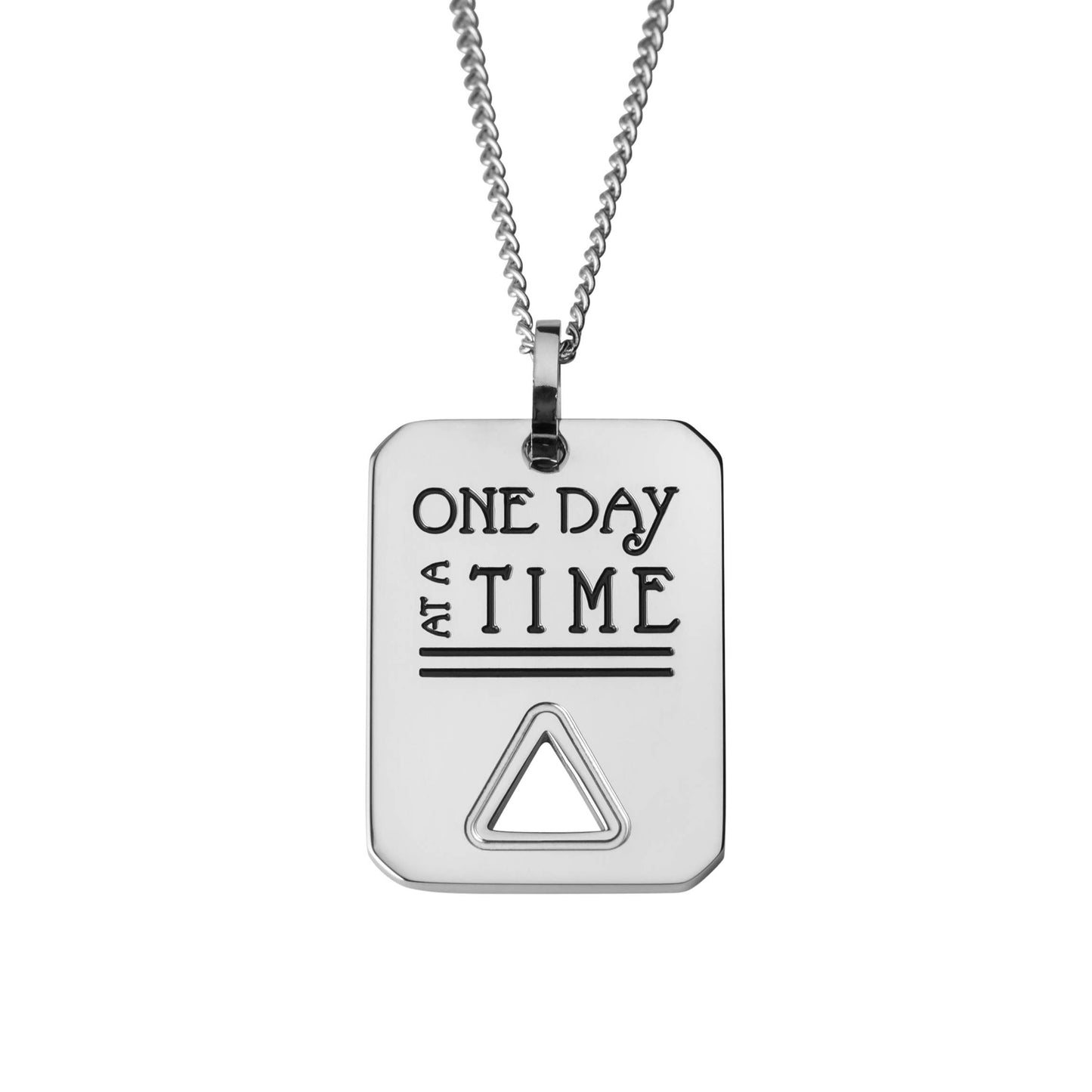 One Day at a Time Stainless Steel Recovery Pendant