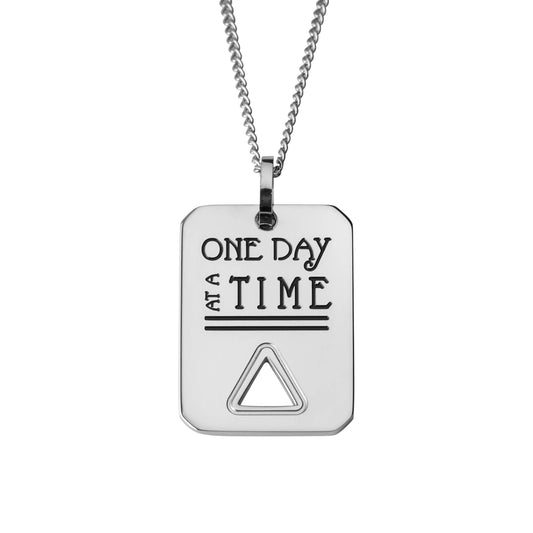 One Day at a Time Stainless Steel Recovery Pendant