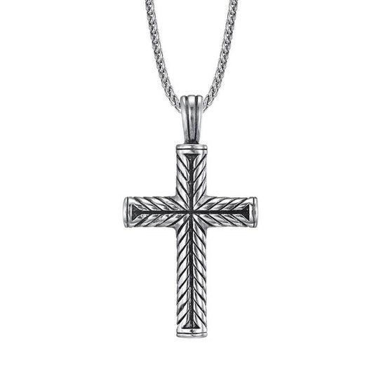 St Steel Cross Necklace Steel 22" Sale