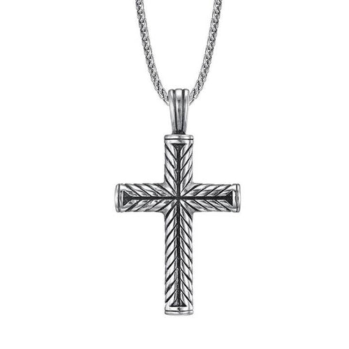 St Steel Cross Necklace Steel 22