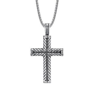 St Steel Cross Necklace Steel 22"