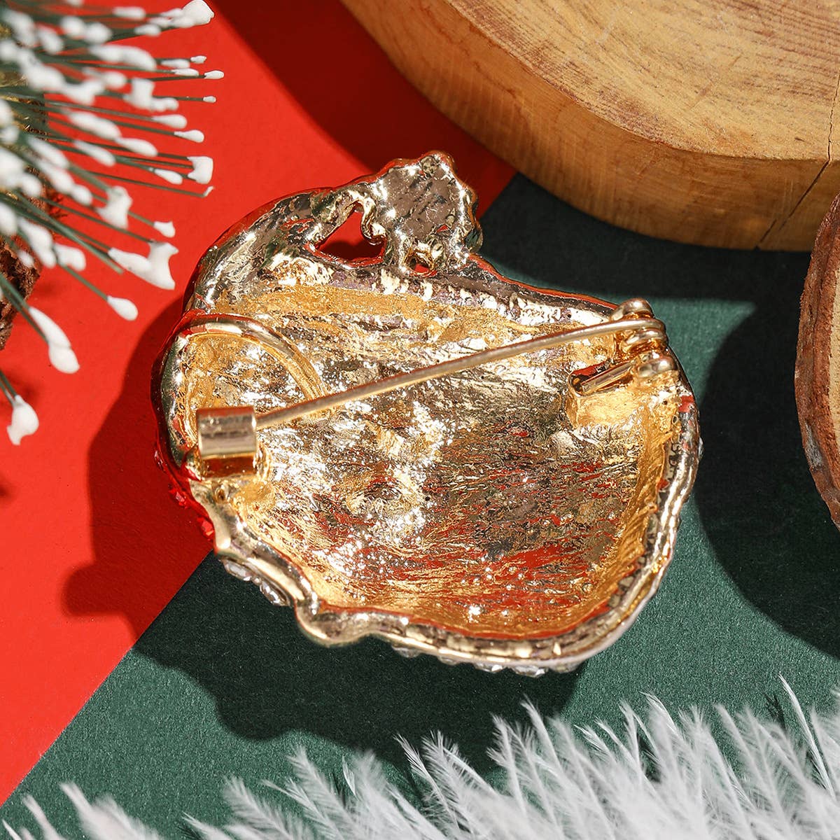 Rhinestone Santa Claus Brooch, Sparkling Christmas Pin
