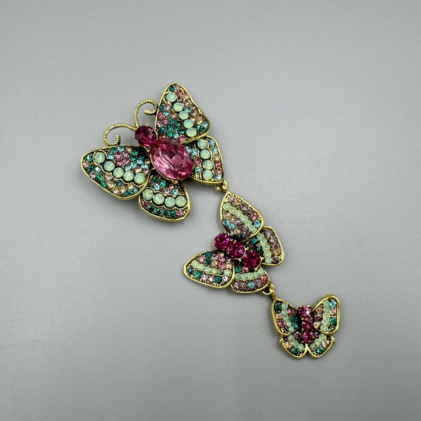 Butterfly Chain Rhinestone Pin PA3914