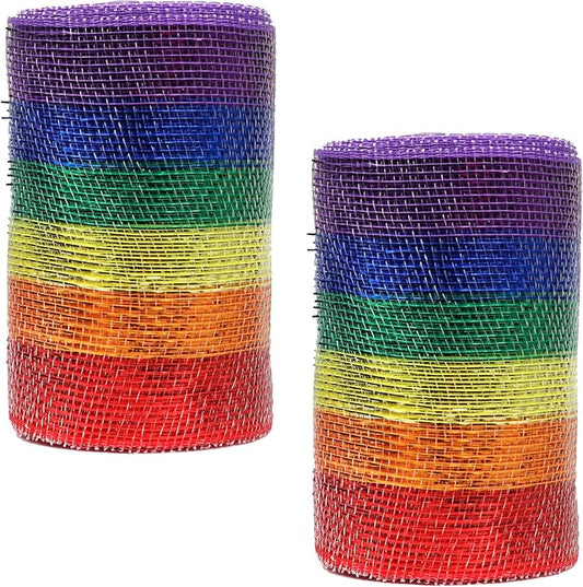 Christmas Mesh 5.5 Wide Rainbow Ribbon Thanksgiving Sale