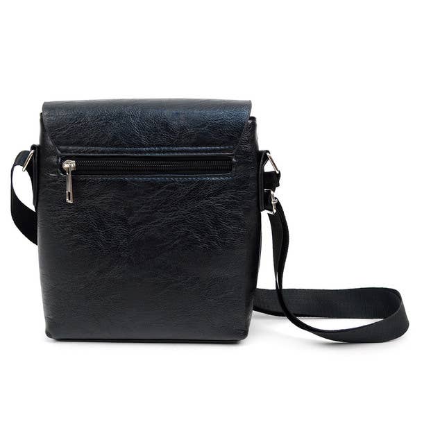 PU Leather Black Small Crossbody Messenger Bag