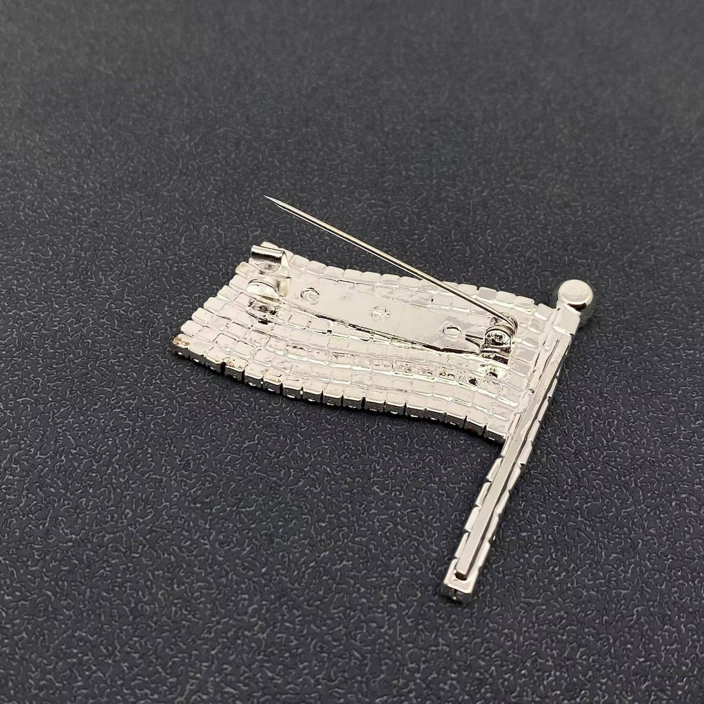 Rhinestone American Flag Brooch