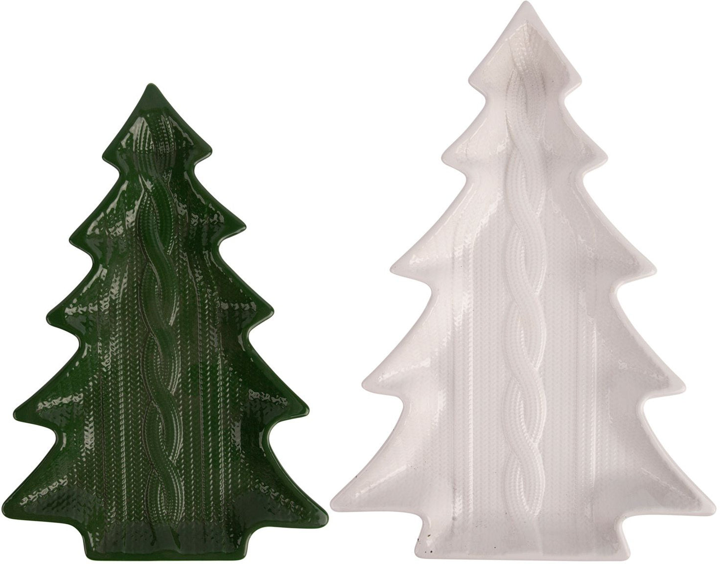 Embossed Christmas Tree Platter - Set of 2