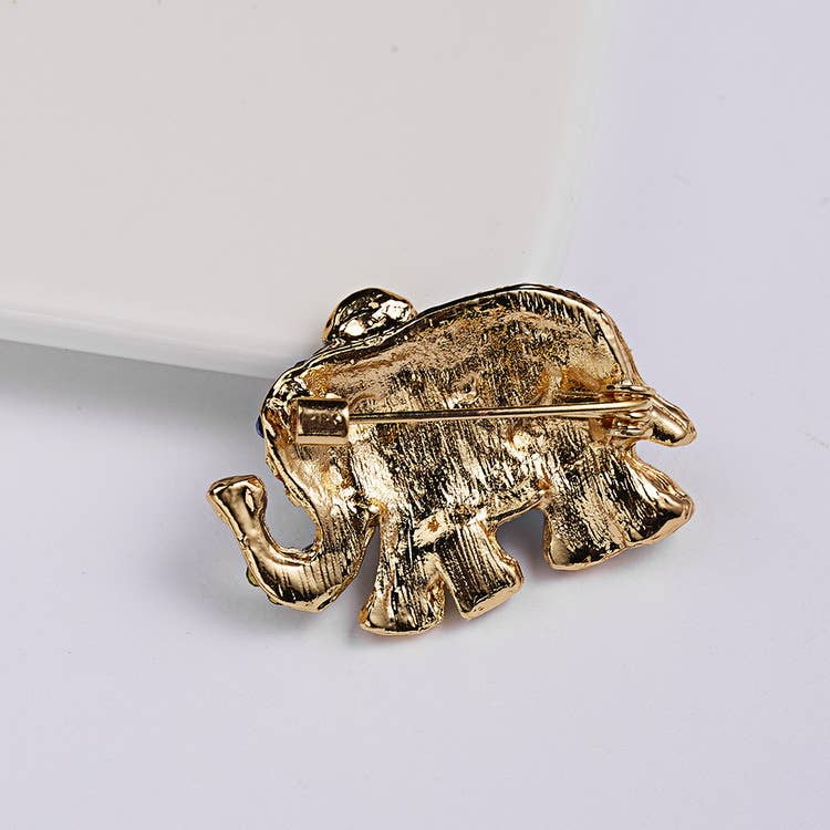 Rhinestone Elephant Brooch