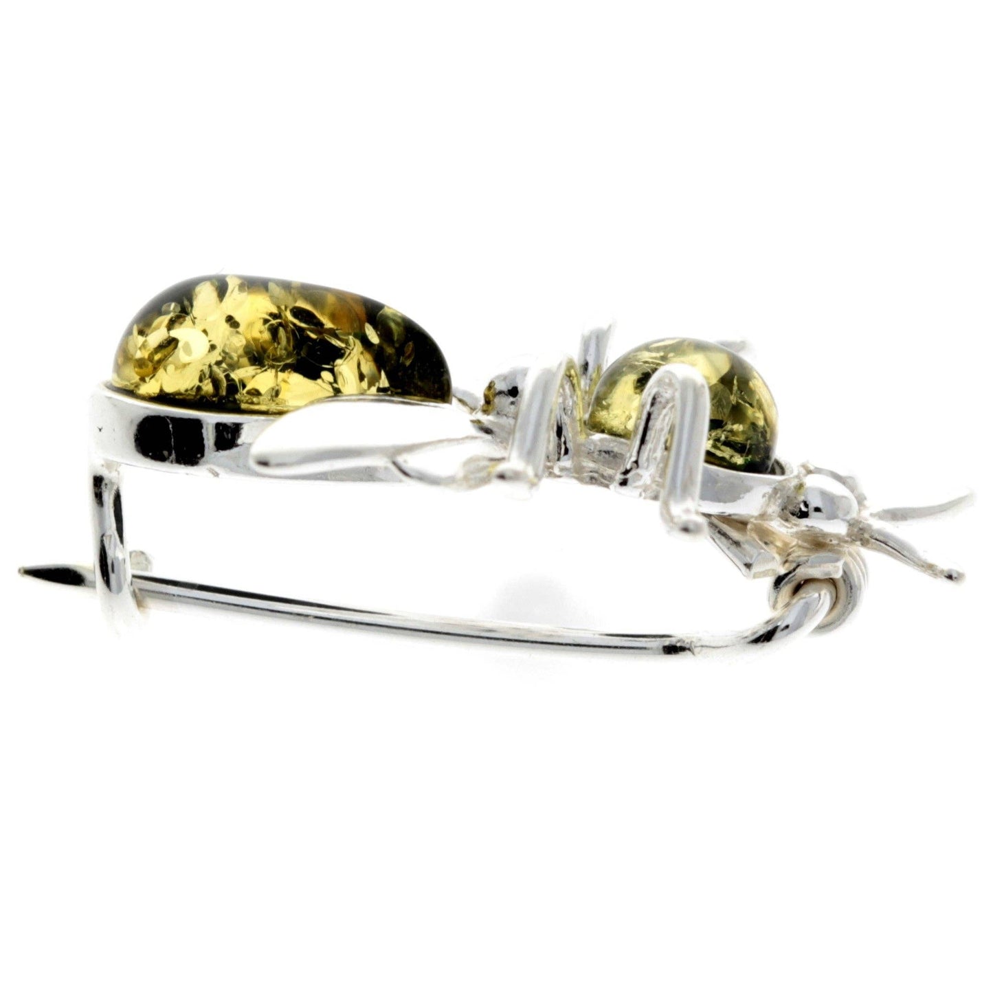 925 Sterling Silver & Baltic Amber Fly Brooch