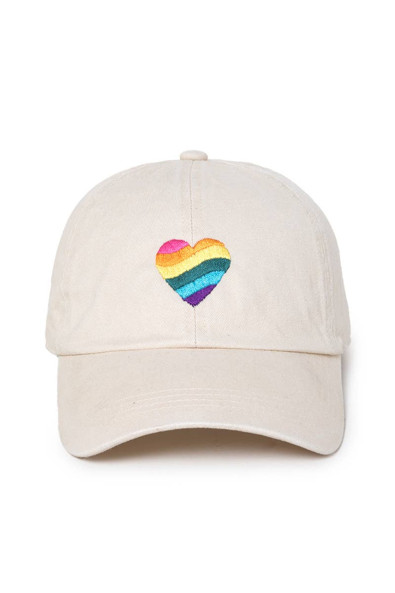 Wave Rainbow Heart Emb Cotton Baseball Cap.
