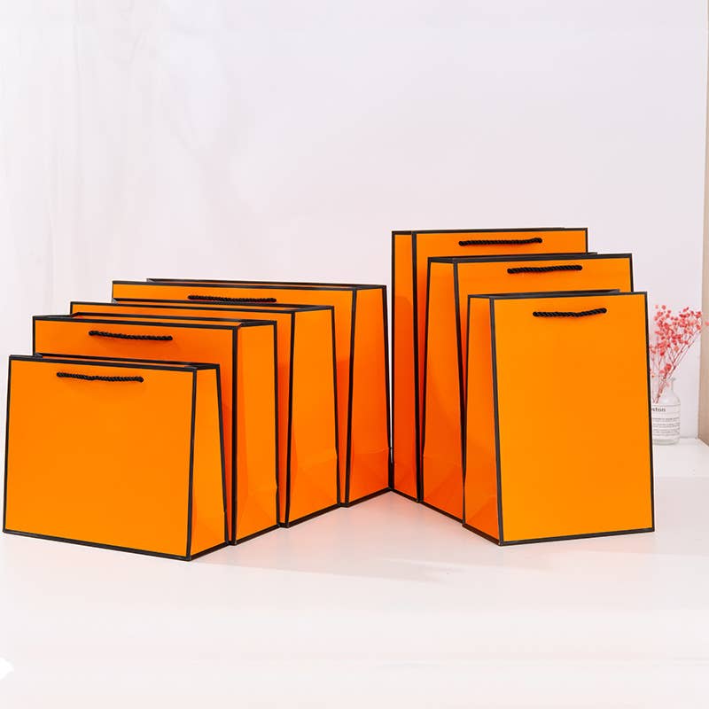 Bright Orange with Black Border Paper Gift Bag