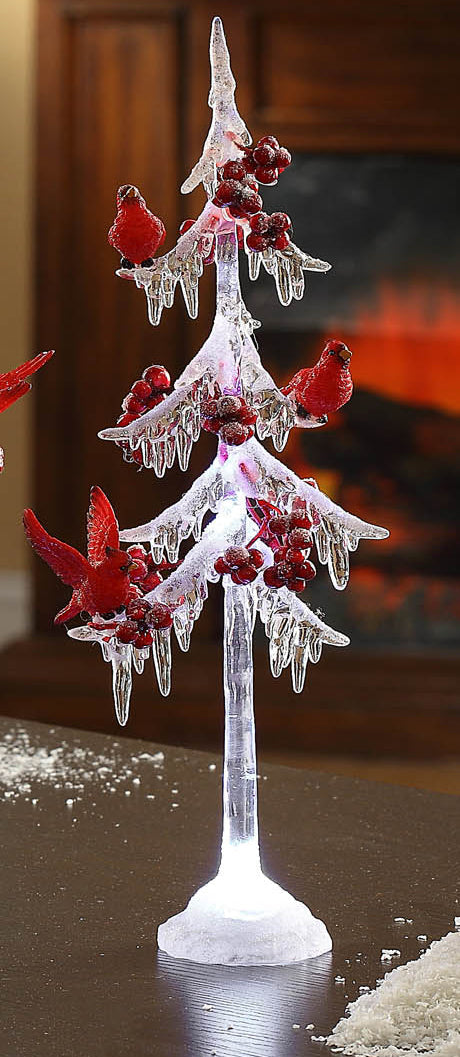 Icicle Tree with Cardinals 13"