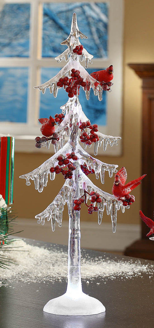 Icicle Tree with Cardinals