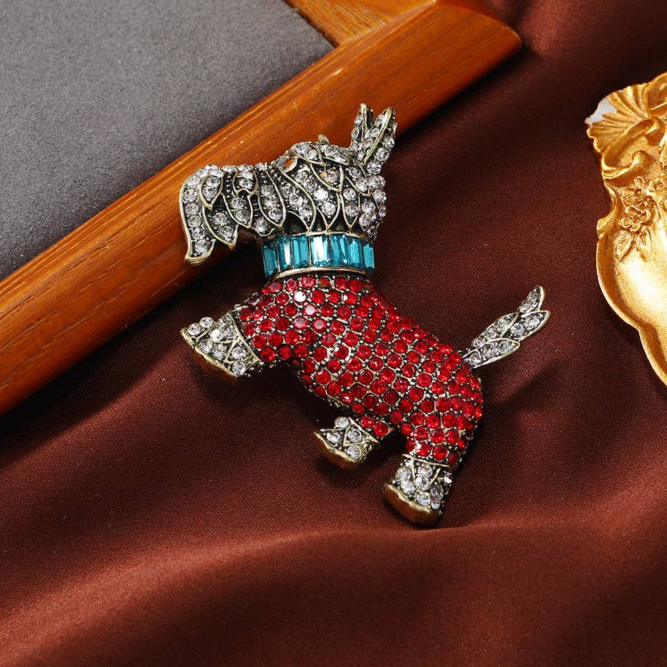 Dog Alloy Rhinestone Brooch