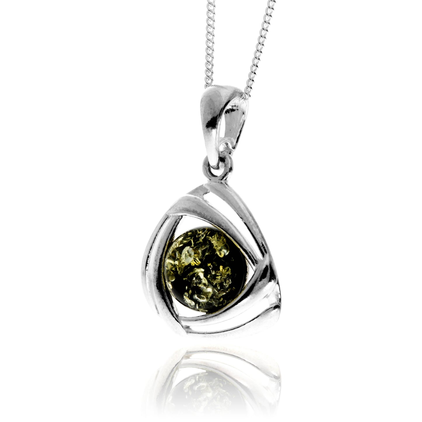 925 Sterling Silver & Genuine Baltic Amber Celtic Pendant