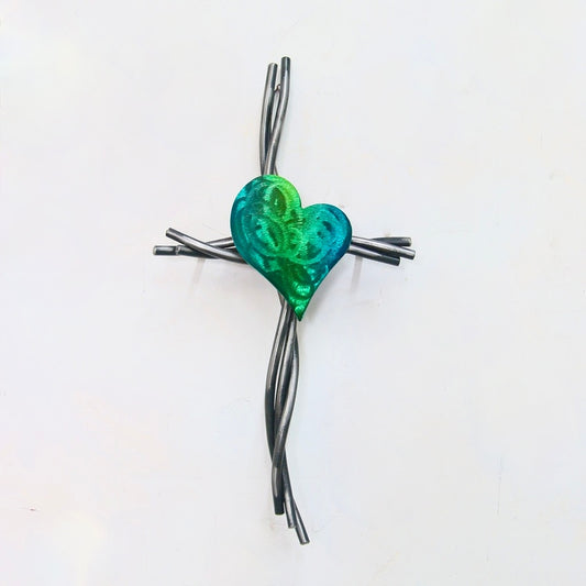 The Radiant Heart 16" Cross - Teal