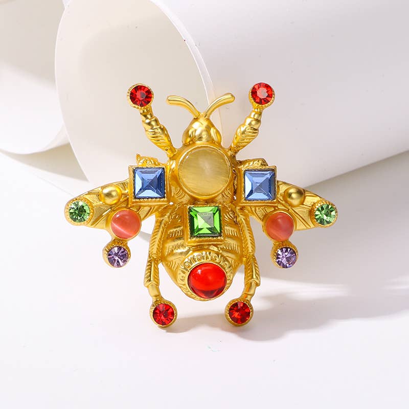 Baroque Rhinestone Bee Brooch Pin