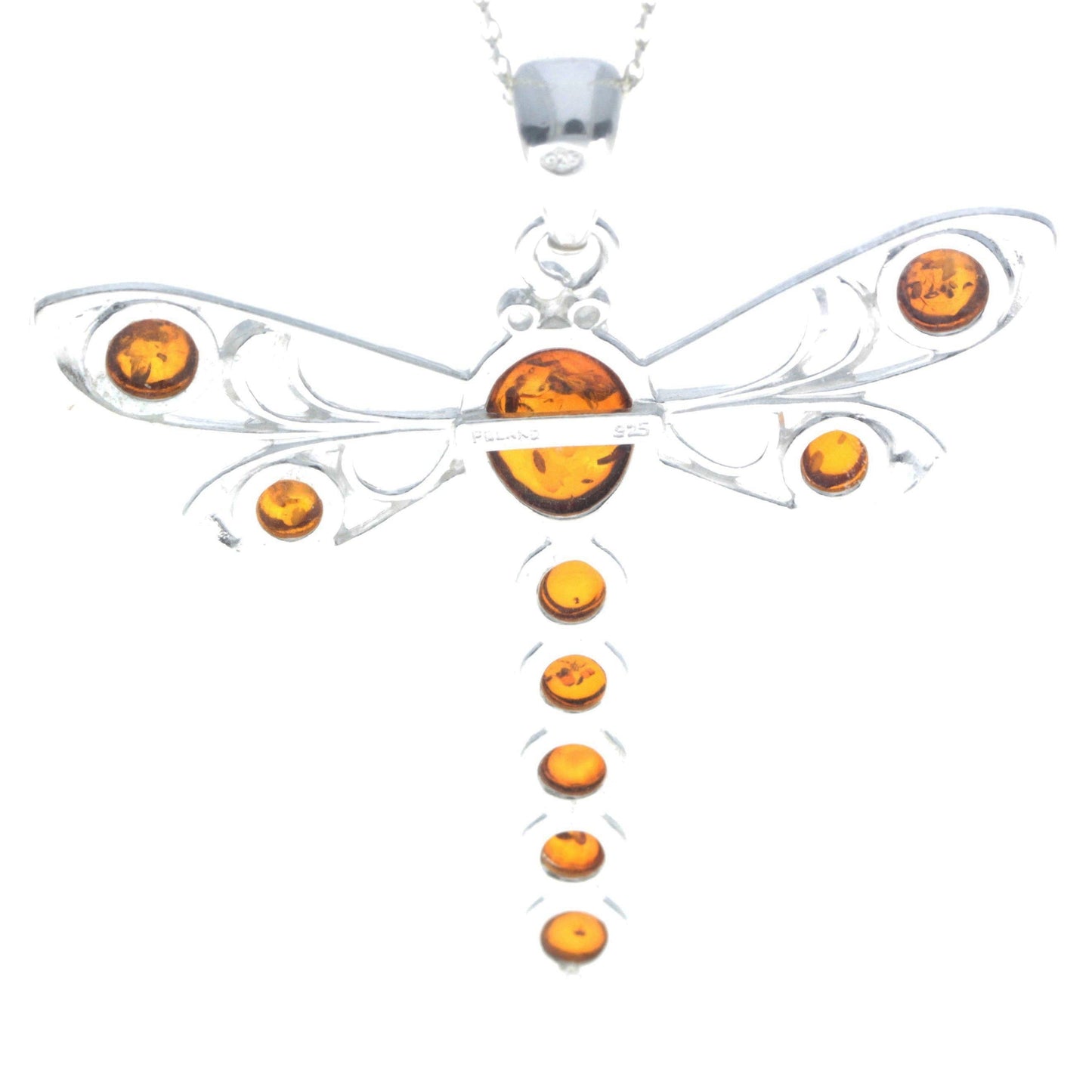925 Sterling Silver & Baltic Amber Dragonfly Pendant