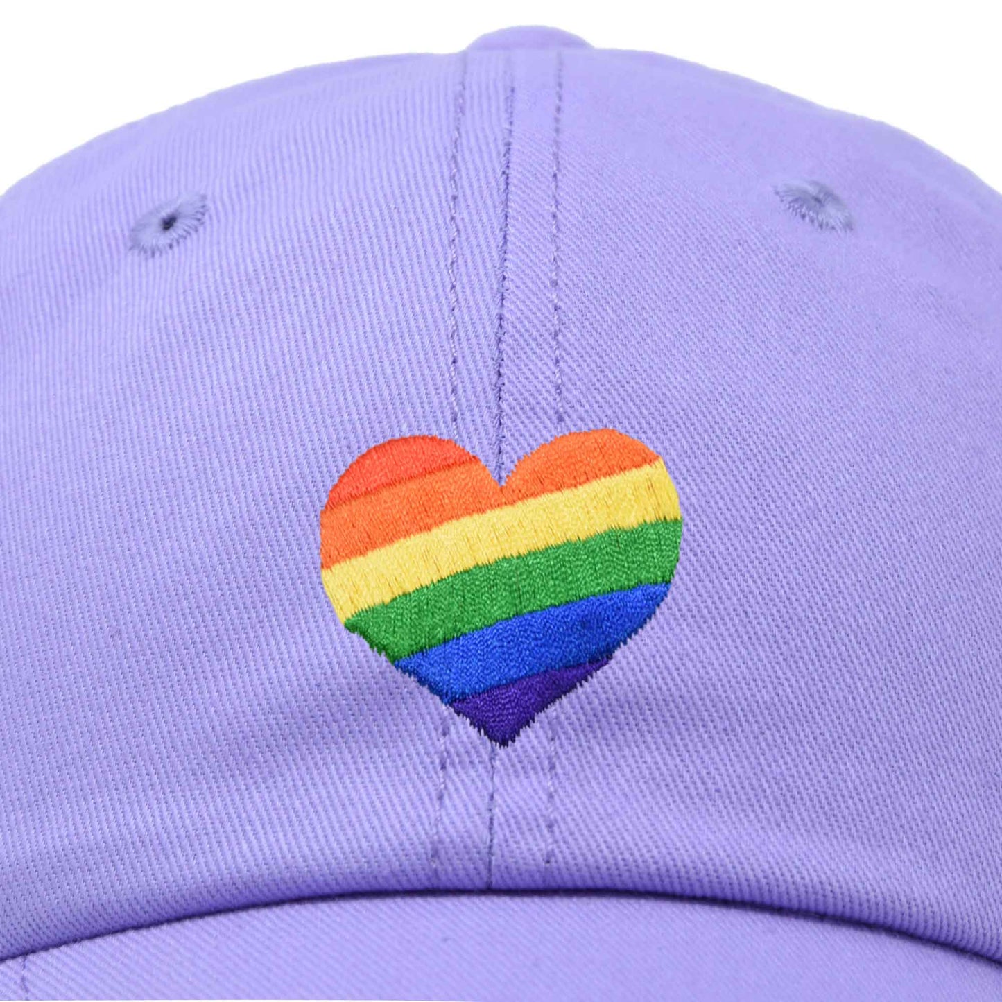 Rainbow Embroidered Heart Cap - Lavender