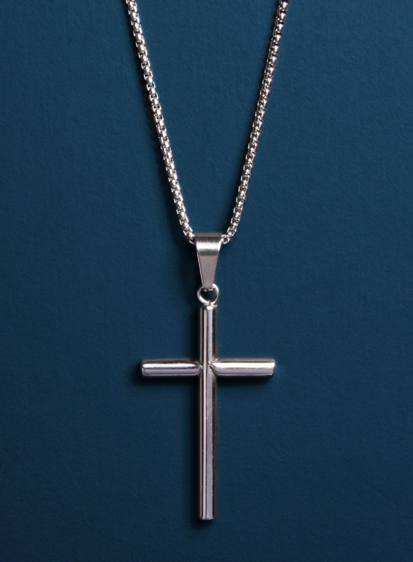 Large Stainless Steel "Bamboo" Cross Necklace