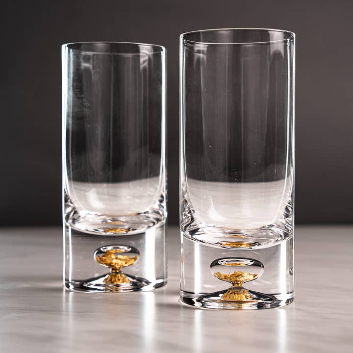 Gold Flake Tall Glass Set Clearance