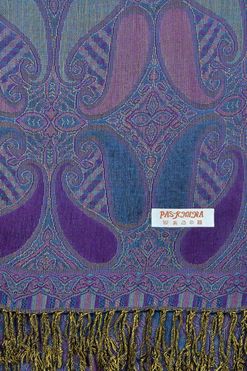 Paisley Print Pashmina Shawl Scarf - Purple