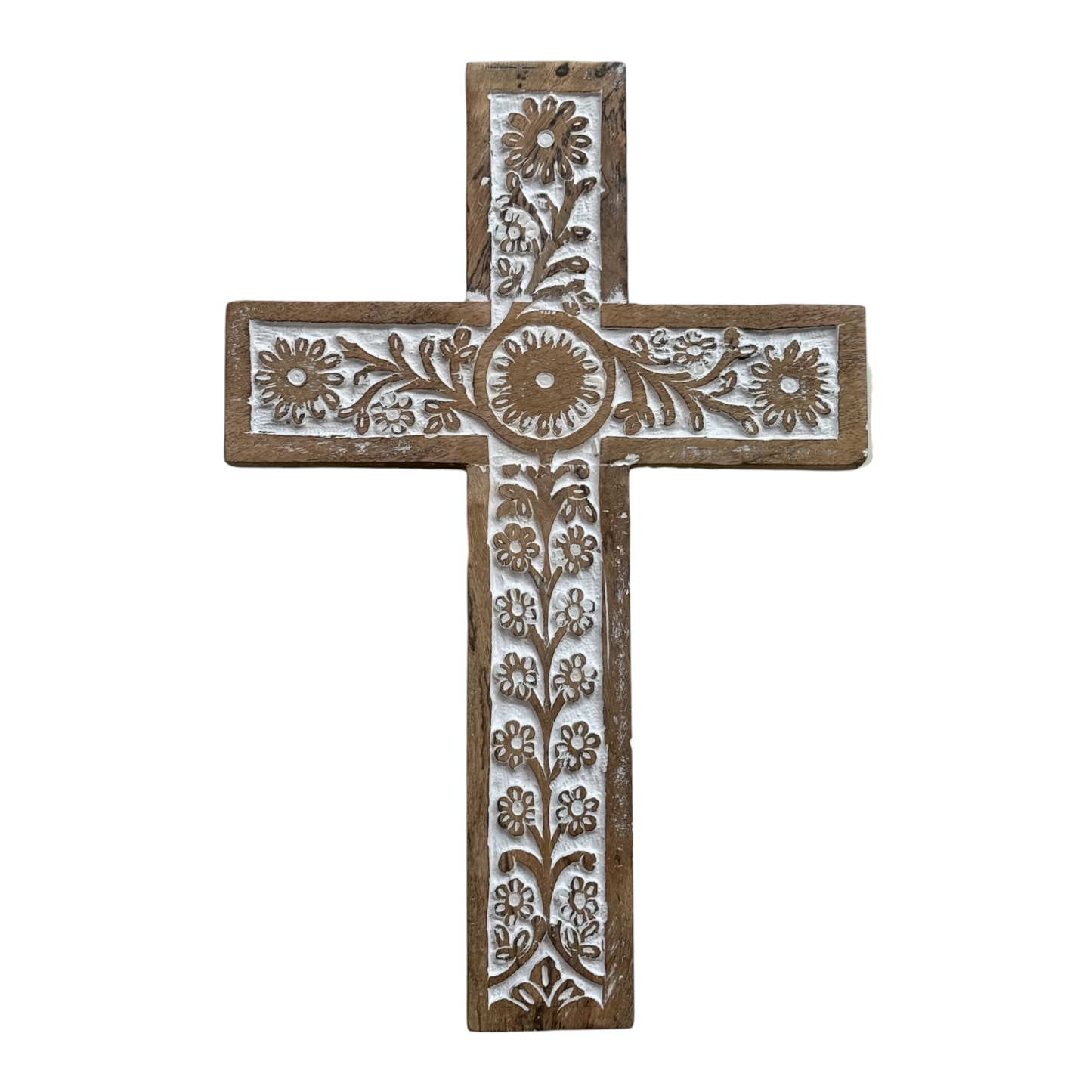 Primavera Hand Carved Wood Wall Cross Clearance
