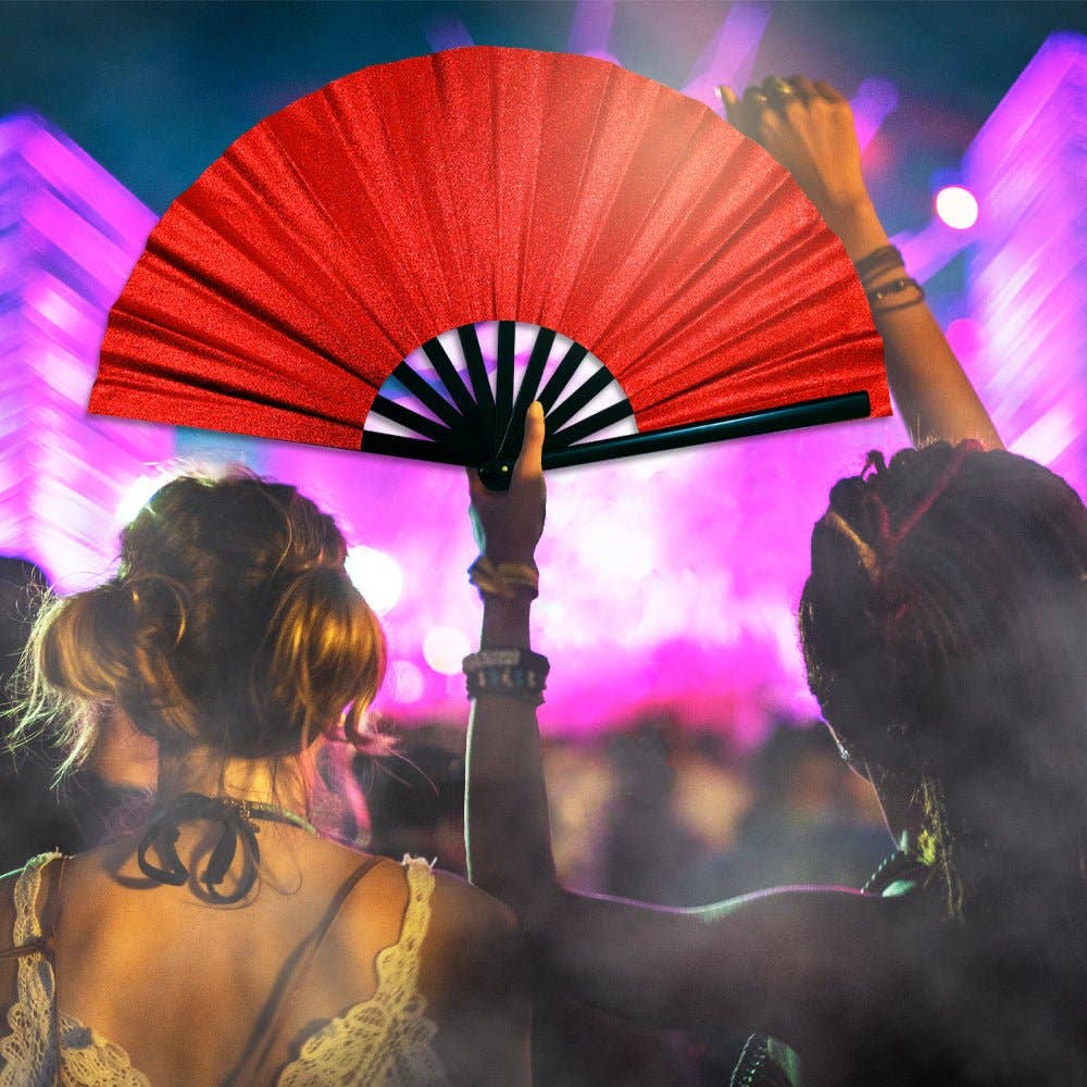 Glitter Red X-Large Hand Fan
