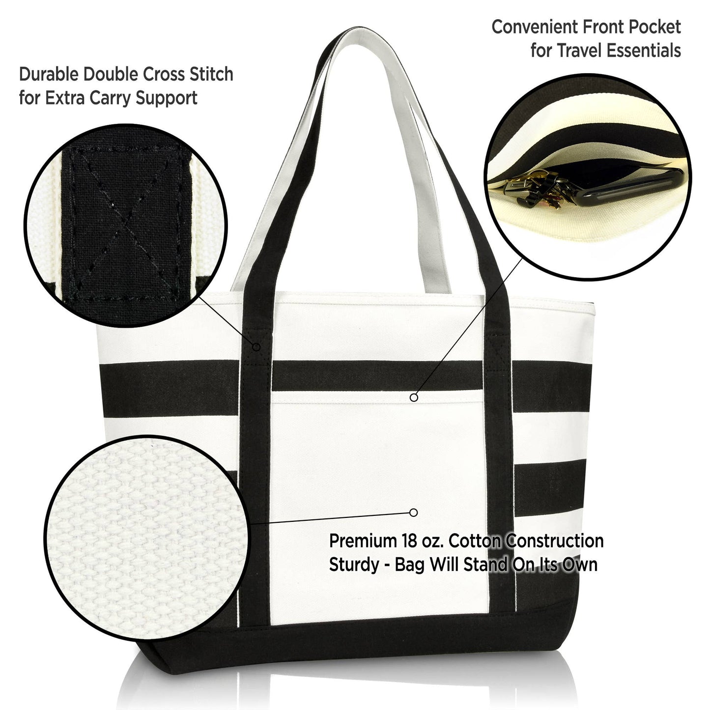 Dalix 23" Premium Striped Tote Bag