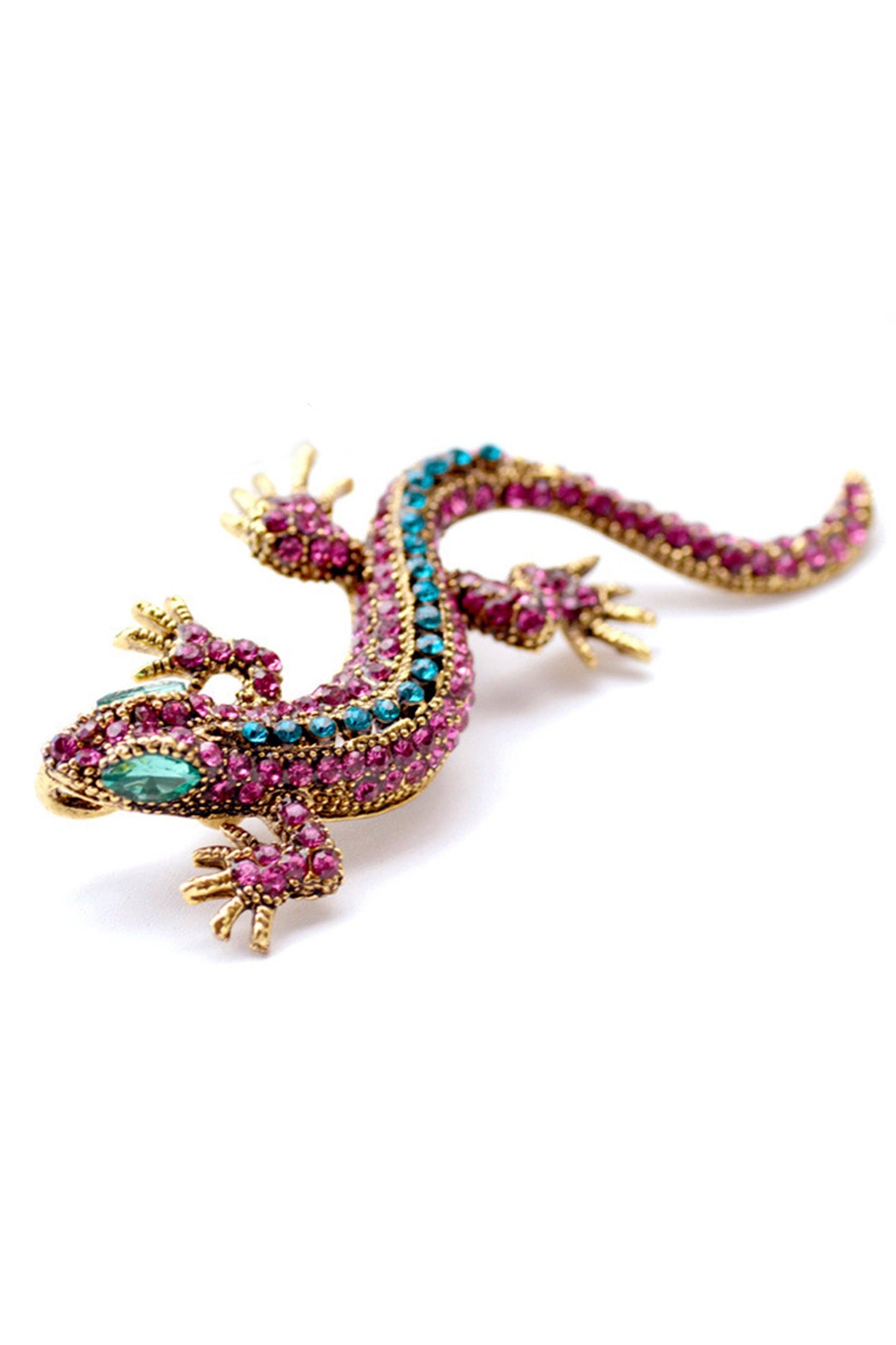 Alloy Rhinestone Lizard Brooch