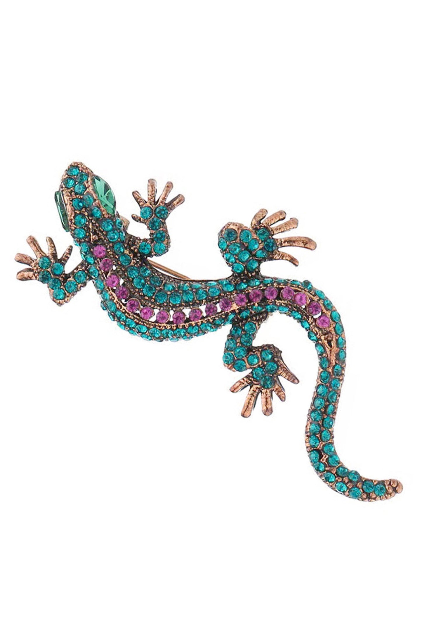 Alloy Rhinestone Lizard Brooch