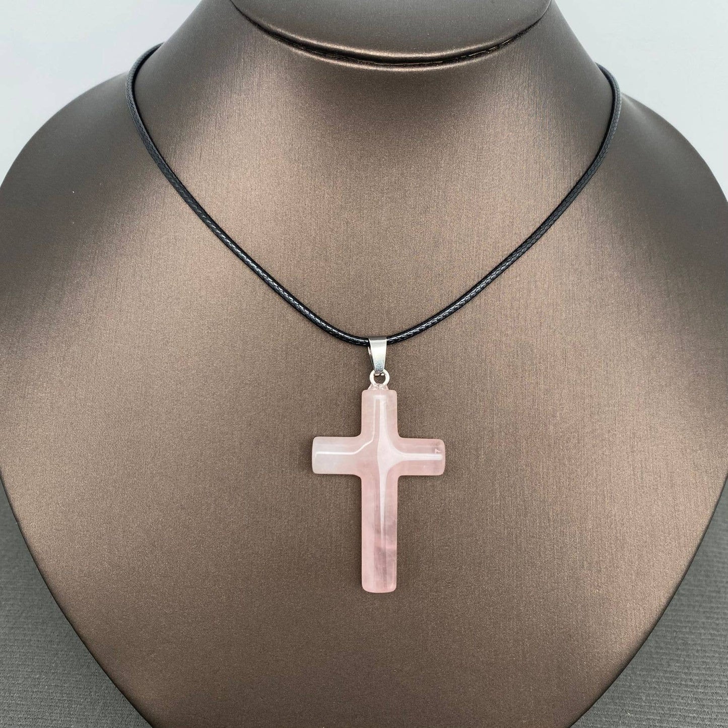 Stone Cross Waxed Cord Pendant