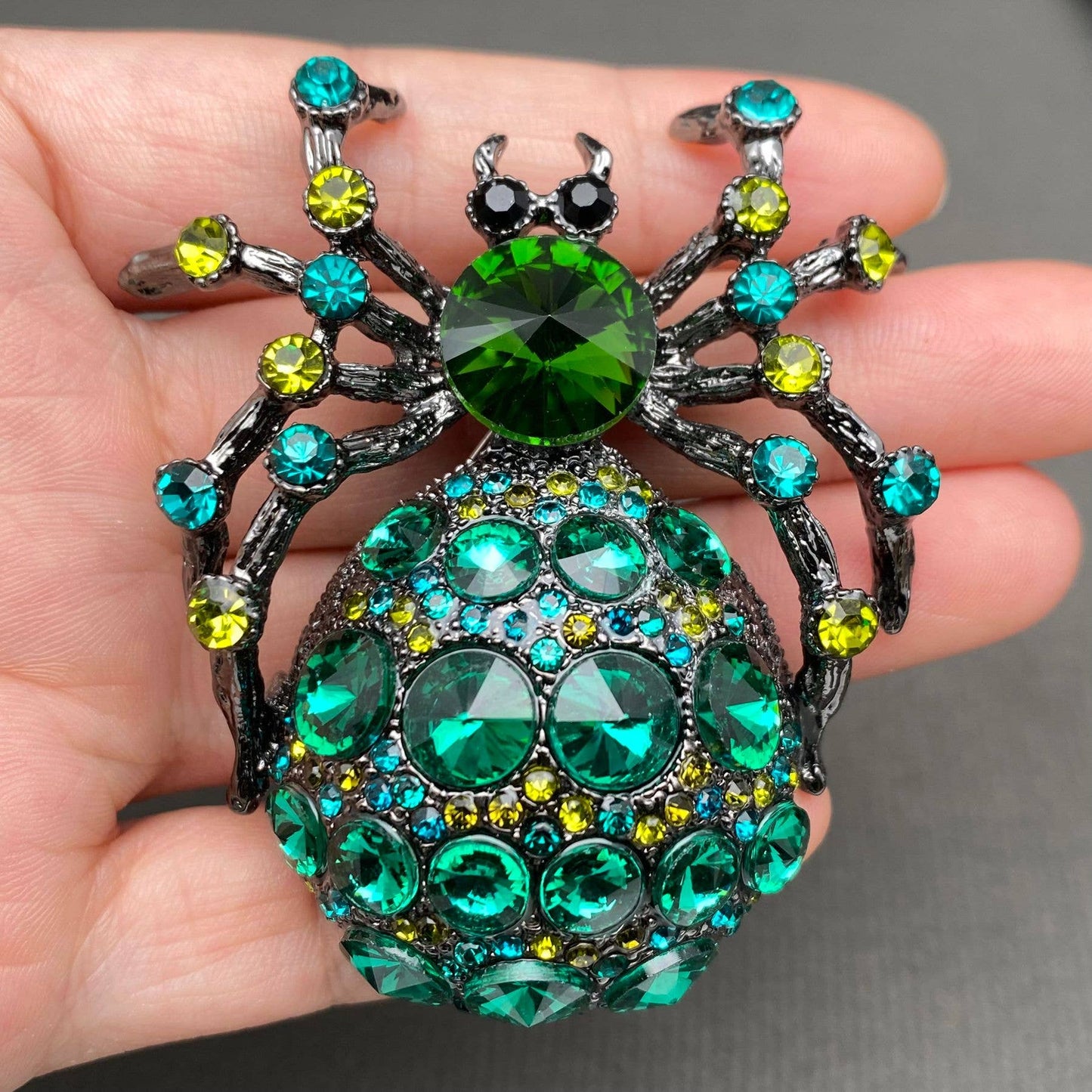 Rhinestone Big Bellied Spider Brooch