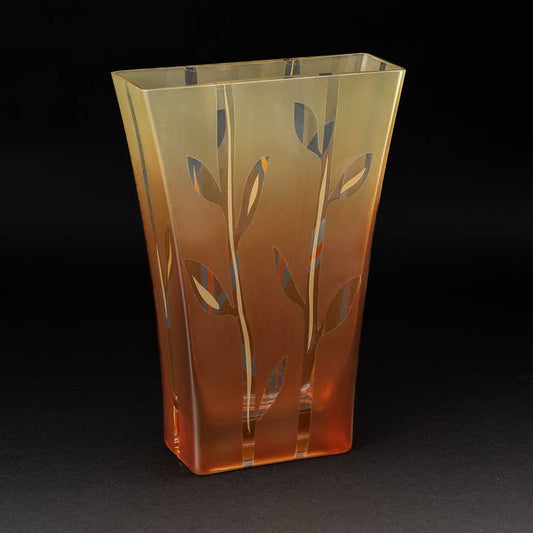 Frosted Orange & Cream Crystal Vase