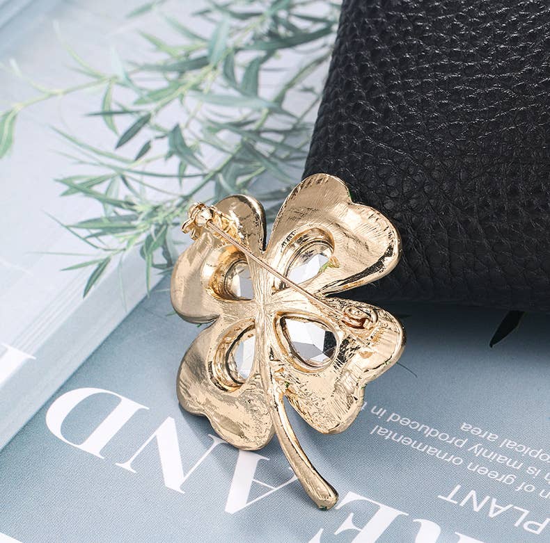 Clover Rhinestone Pin