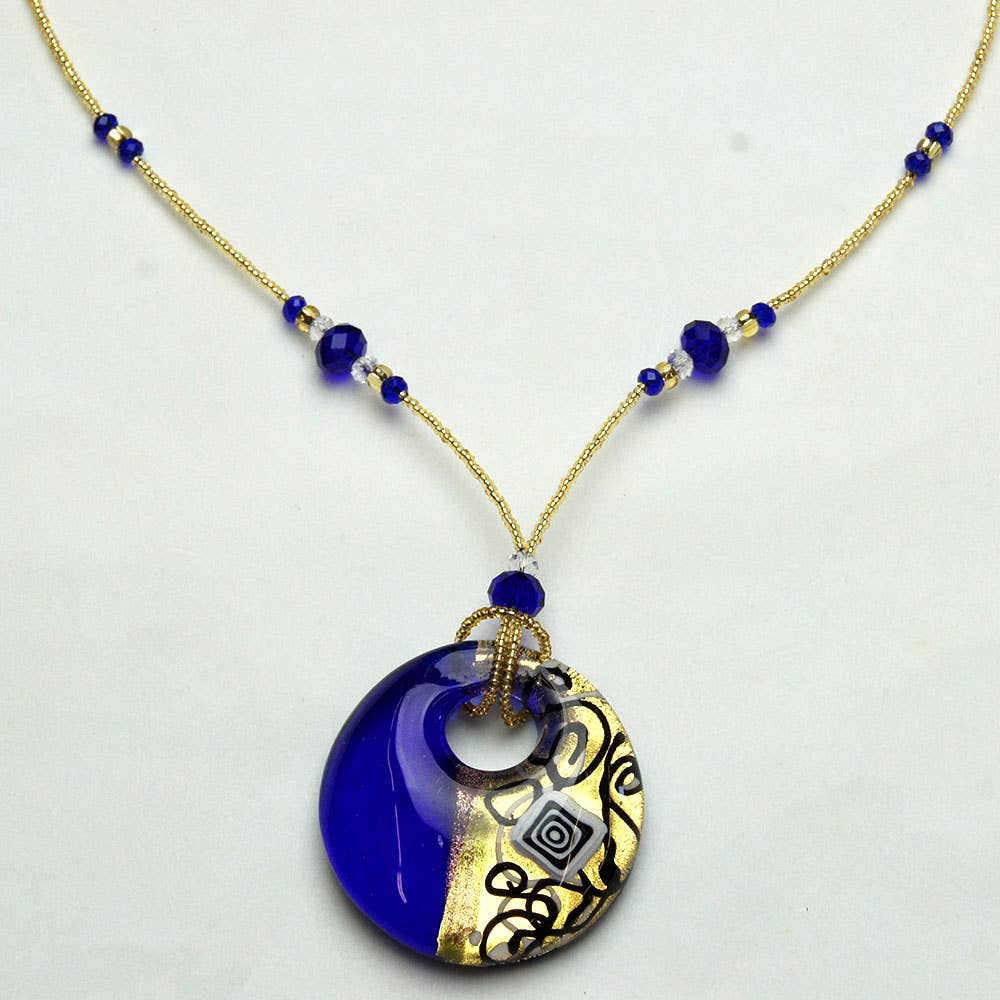 Klimt BlueMurano Pendant Necklace - Artist Collection
