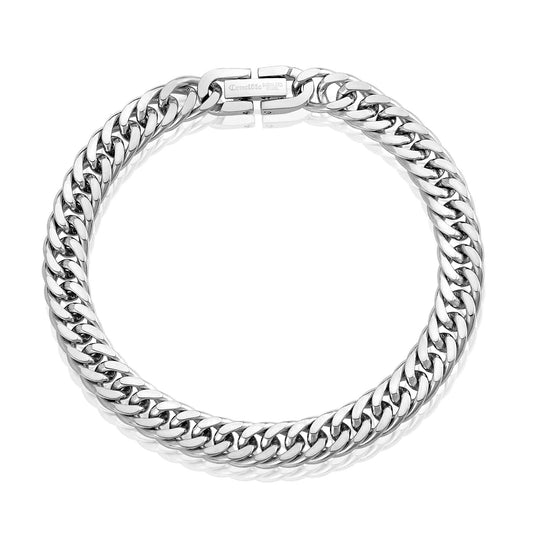 Crucible Stainless Steel 8mm Curb Chain Bracelet 8.25"