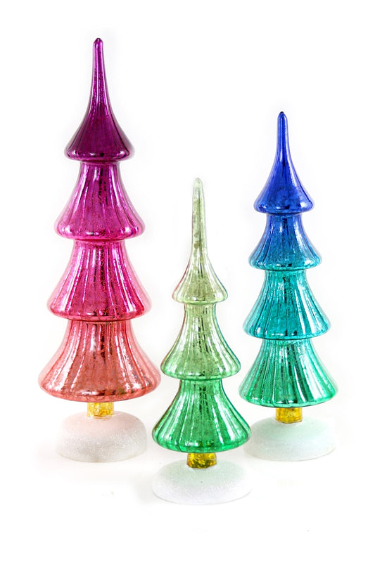 Multicolor Glass S/3 Trees