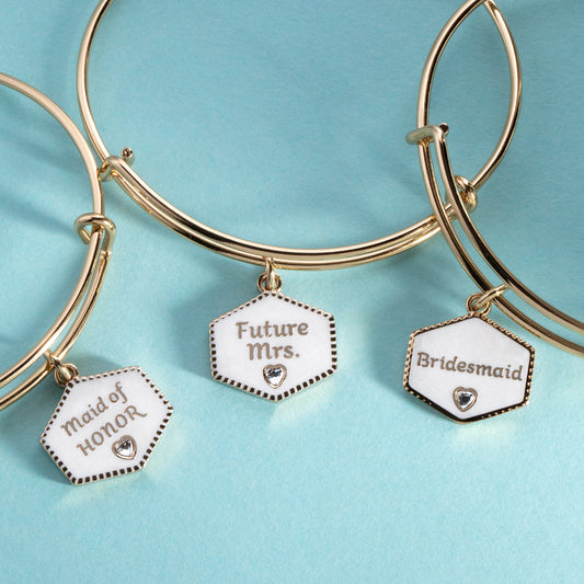 'Future Mrs.' Mother of Pearl Charm Bangle
