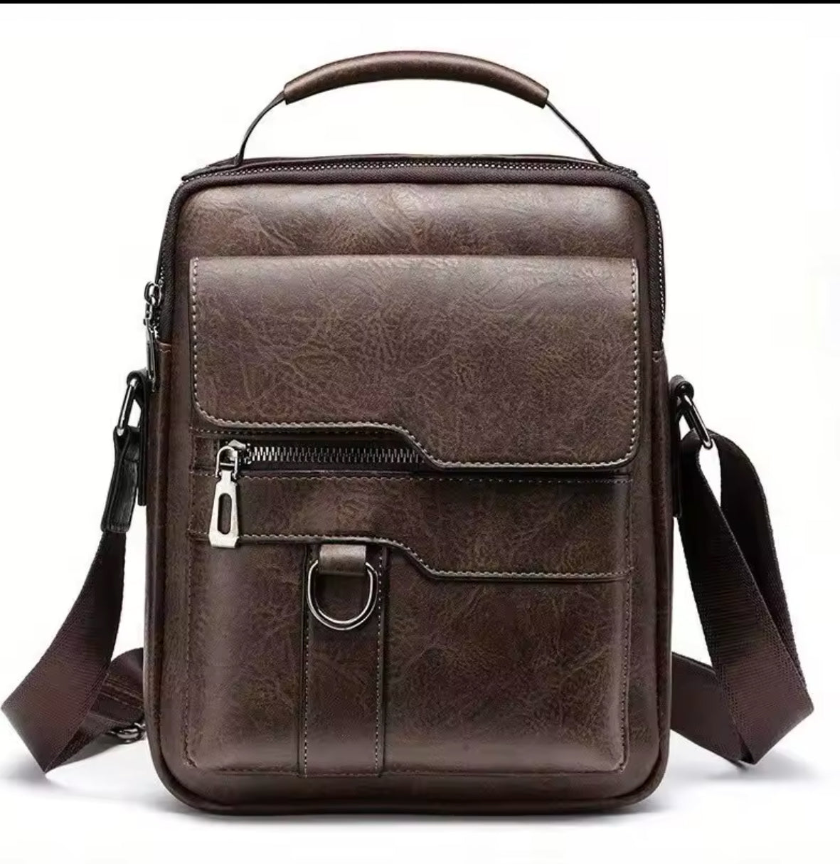 Multiple Pocket Messenger Cross Body Bag - Brown