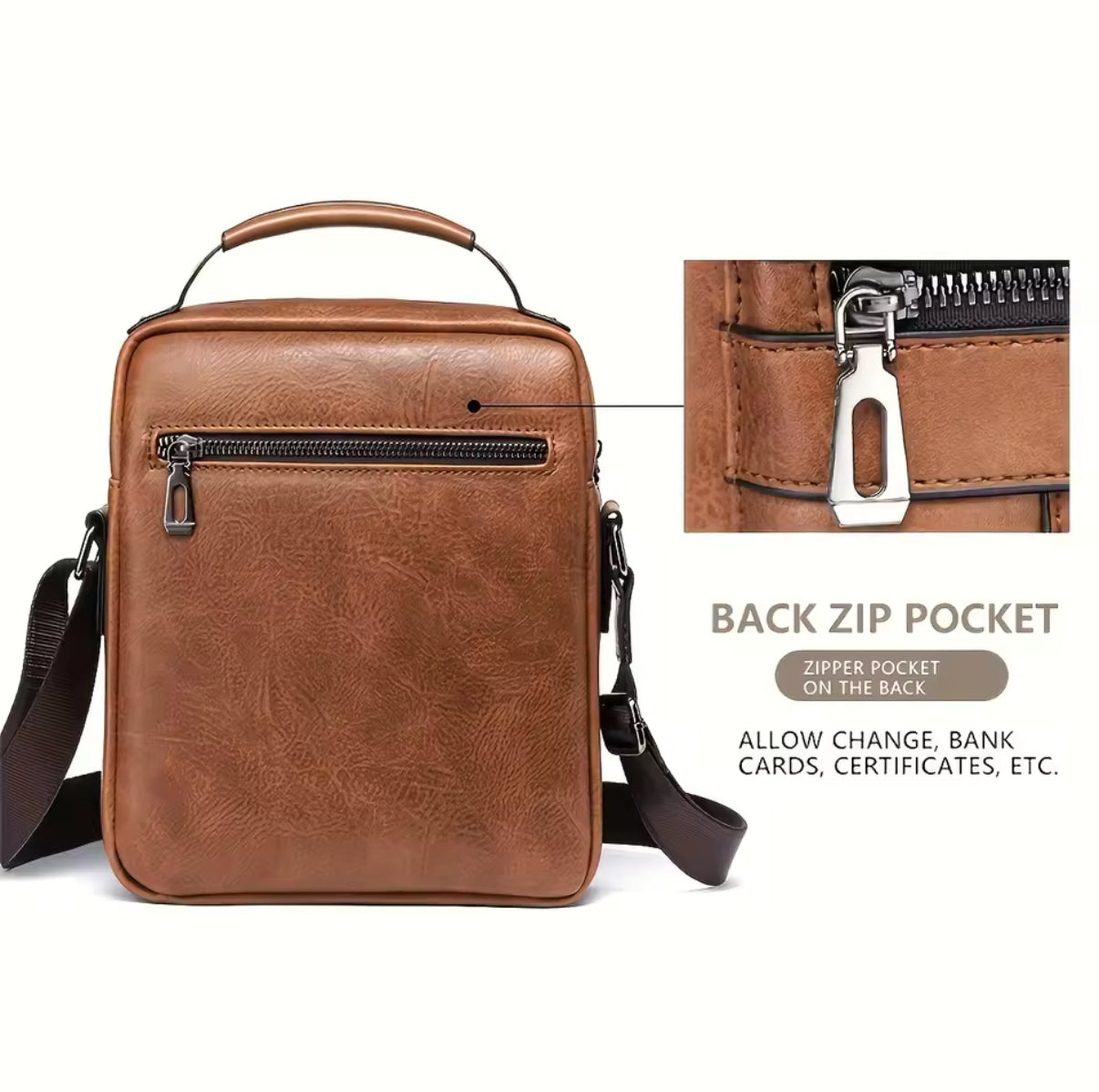 Multiple Pocket Messenger Cross Body Bag - Tan