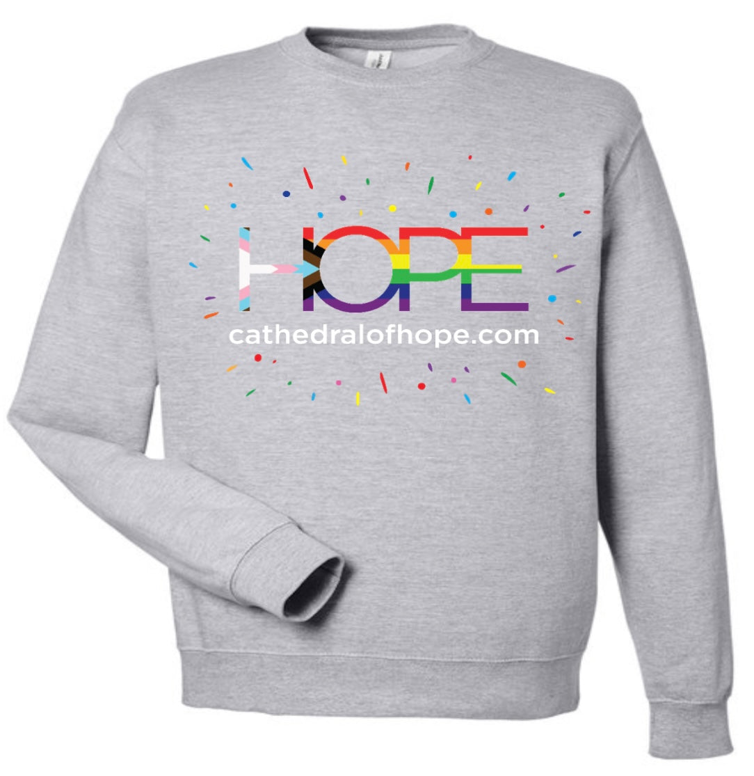 Rainbow Confetti HOPE Sweatshirt - Heather Grey