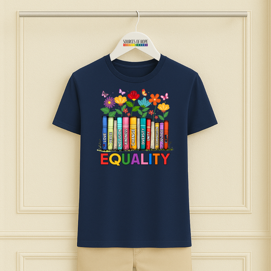 Equality with Books and Flowers Tee