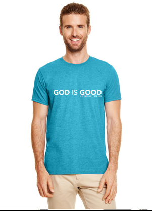 God Is Good Tee Shirt - Heather Sapphire