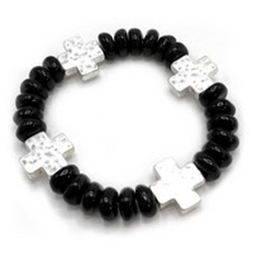 Cross Bracelet: Glee Silver Black