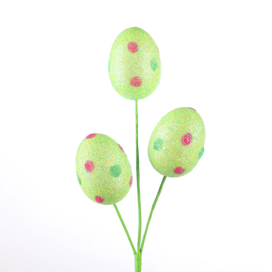 10" Easter Eggs Pick -  Green Dot