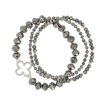 Cross Bracelet: Haven Silver Hematite